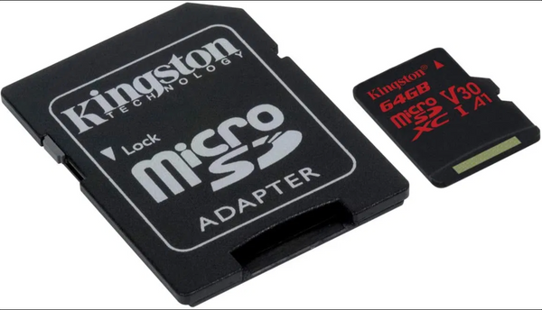 Kingston Canvas React 64GB microSDXC Class 10 microSD Memory Card UHS-I 100MB/s R Flash Memory High Speed microSD Card with Adapter (SDCR/64GB)